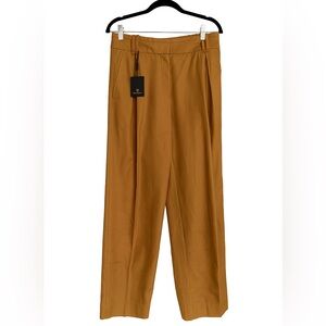 Massimo Dutti NWOT Limited Edition High Waist Pleated Caramel Straight Leg Pants